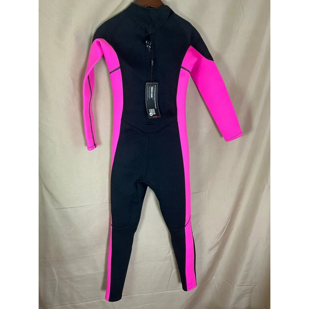 Hevto Wetsuit Girls 10 Slim Black Pink New‎ 3mm Neoprene Full Body Thermal Suit